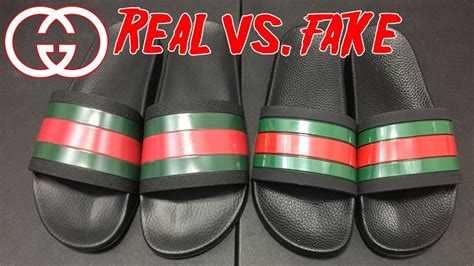 fake gucci slides vs real|how to authenticate Gucci slides.